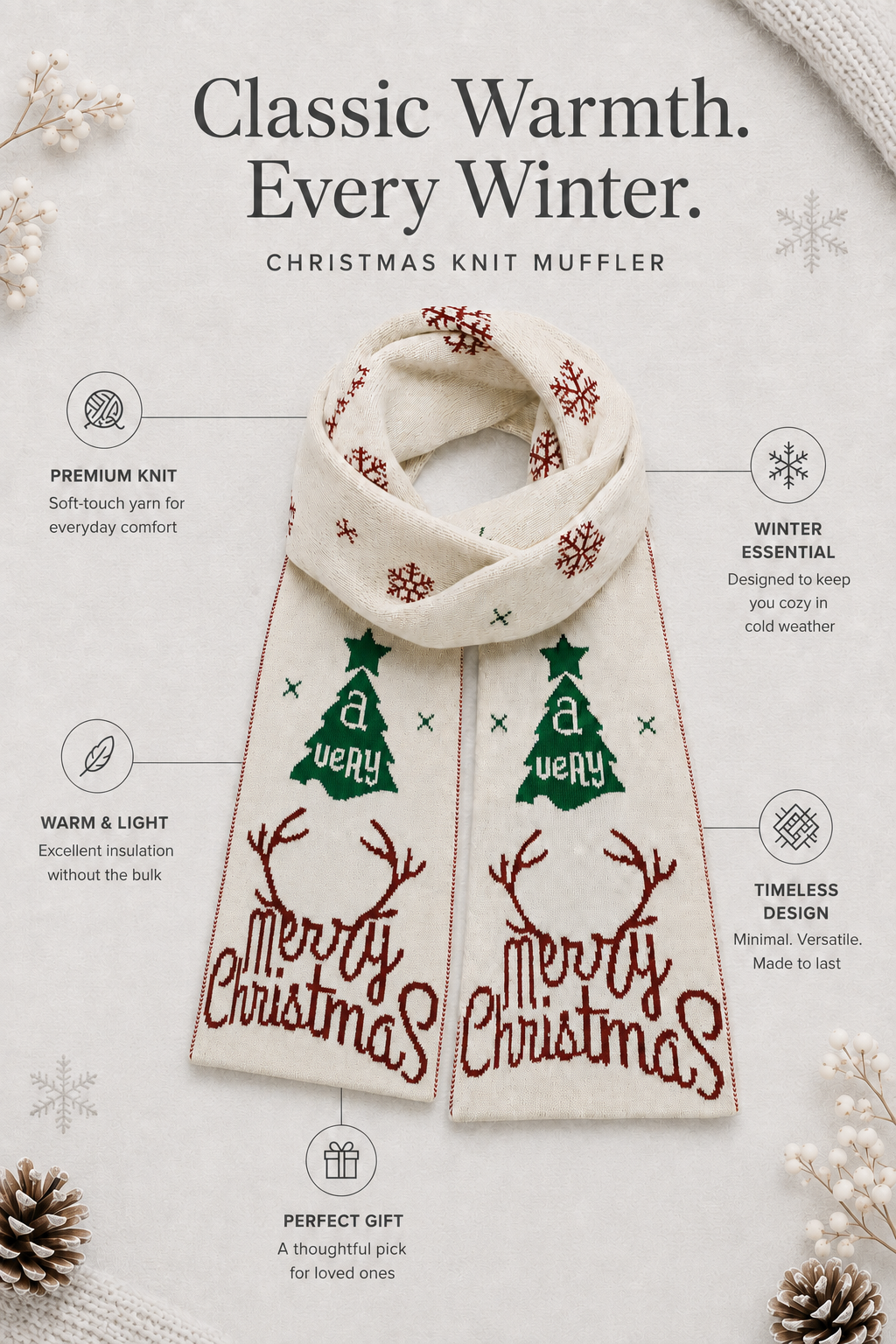 Matching Christmas tree knit muffler