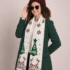 Portrait with festive scarf and forest-green coat